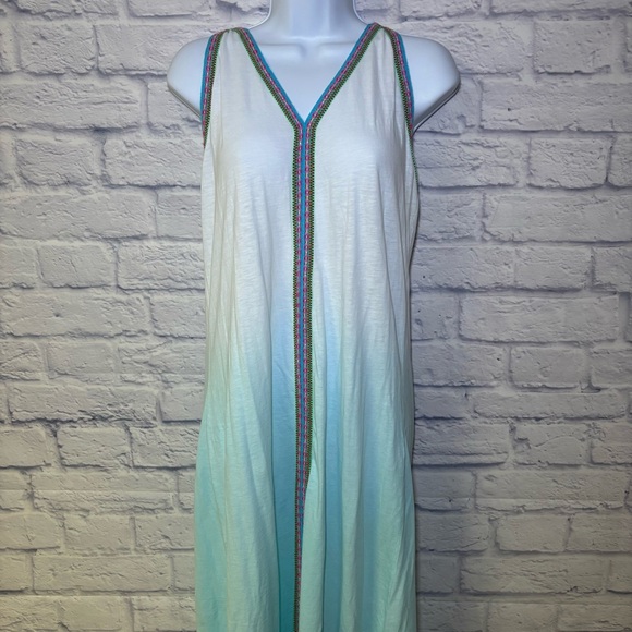 Pitusa PIMA SUNDRESS Swimsuit Cover Up White Blue Ombre Beach Resort Wear - Picture 2 of 16